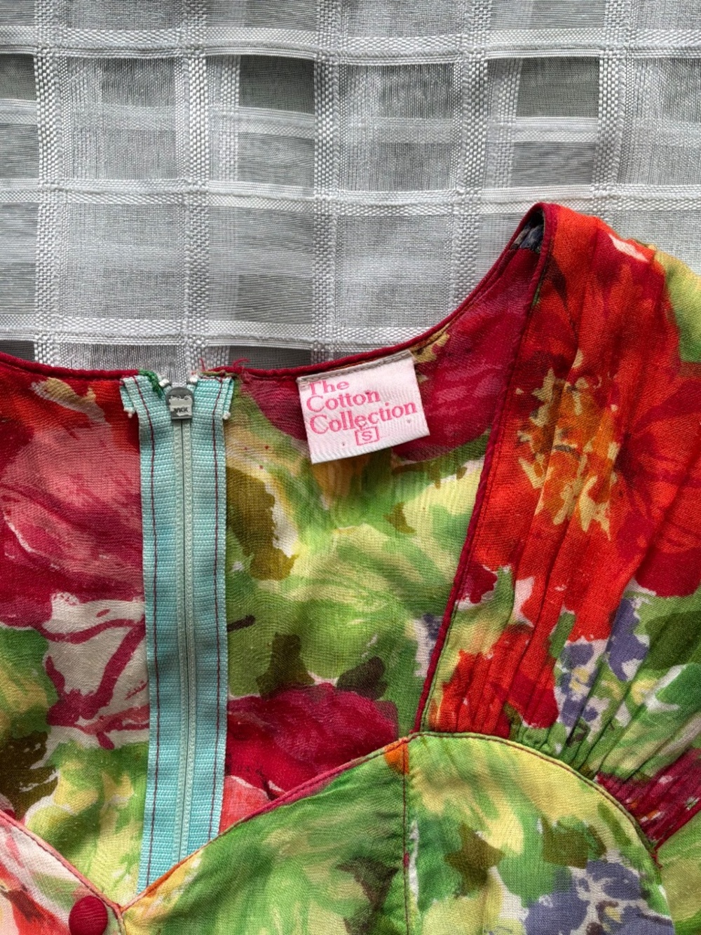 Vintage 90s The Cotton Collection Floral Midi Dress Size VTG Small (fits XS) - Picture 4 of 8